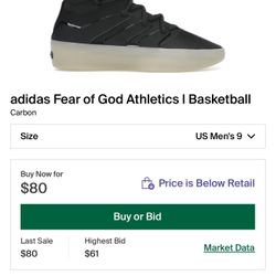 Fear Of God Adidas FOG Athletics Basketball Size 9