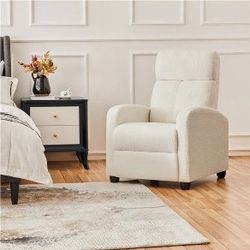 Fabric Recliner Chair Single Sofa Home Theater Seatting Adjustable Modern Single Reclining Chair for Living Room Bedroom Home Theater Ivory