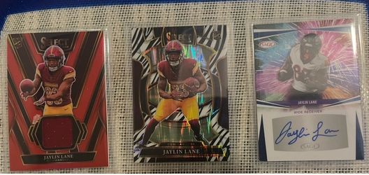 Jaylin Lane Complete Three-Card Lineup**Zebra-Swatches-Autograph cards**