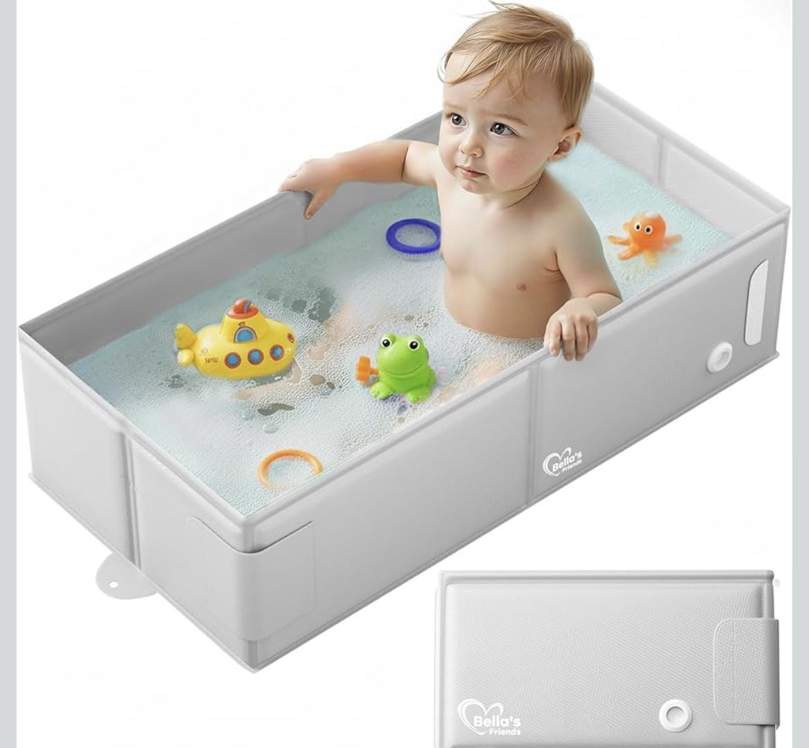 Baby Collapsible Bathtub Travel Bath Tub For Baby Foldable Portable Easy Storage Reinforced Structure Lightweight Travel Essentials For 3 Months-3yrs