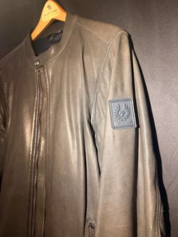 Belstaff Dark Blue Leather Moto Jacket