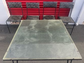 MCM Rod Iron Patio Dining Table and 4 Chairs Set