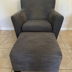 IKEA EKENAS Grey Armchair & Ottoman - Durable, solid chair in good condition