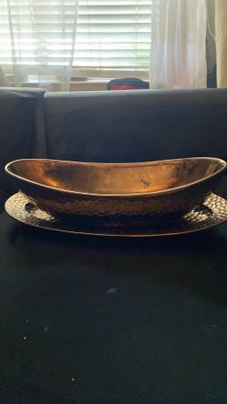 Bundle Hammered Copper Finish  Bowl and Tray