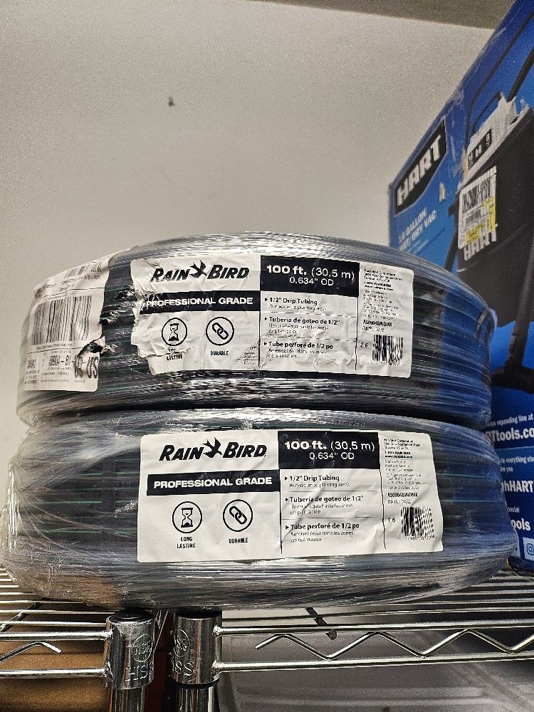 Rain Bird T63-100 Drip Irrigation 1/2" (0.634" OD) Blank Distribution Tubing, 100' Roll, Black, BRAND NEW