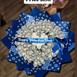 Blue Money Bouquet Roses Make Boy Valentine Gift  