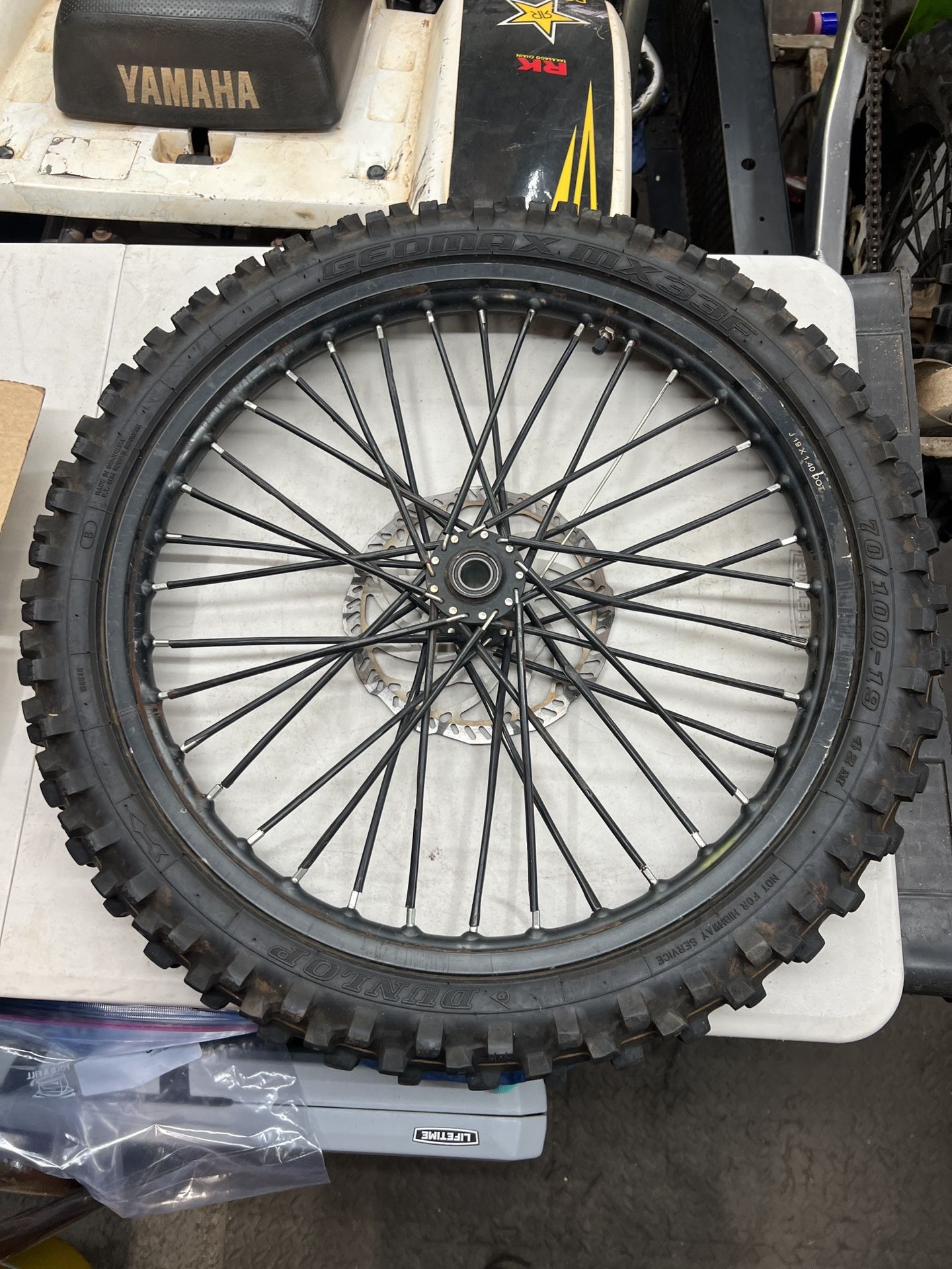 Sur ron Stock 19” Complete Front Rim, Brake Disc And Tire.
