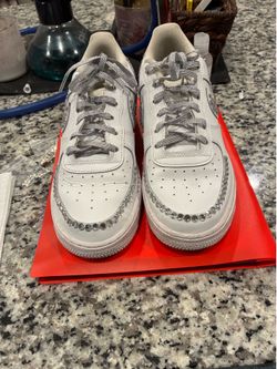 rhinestones White Air Force ones with rhinestones