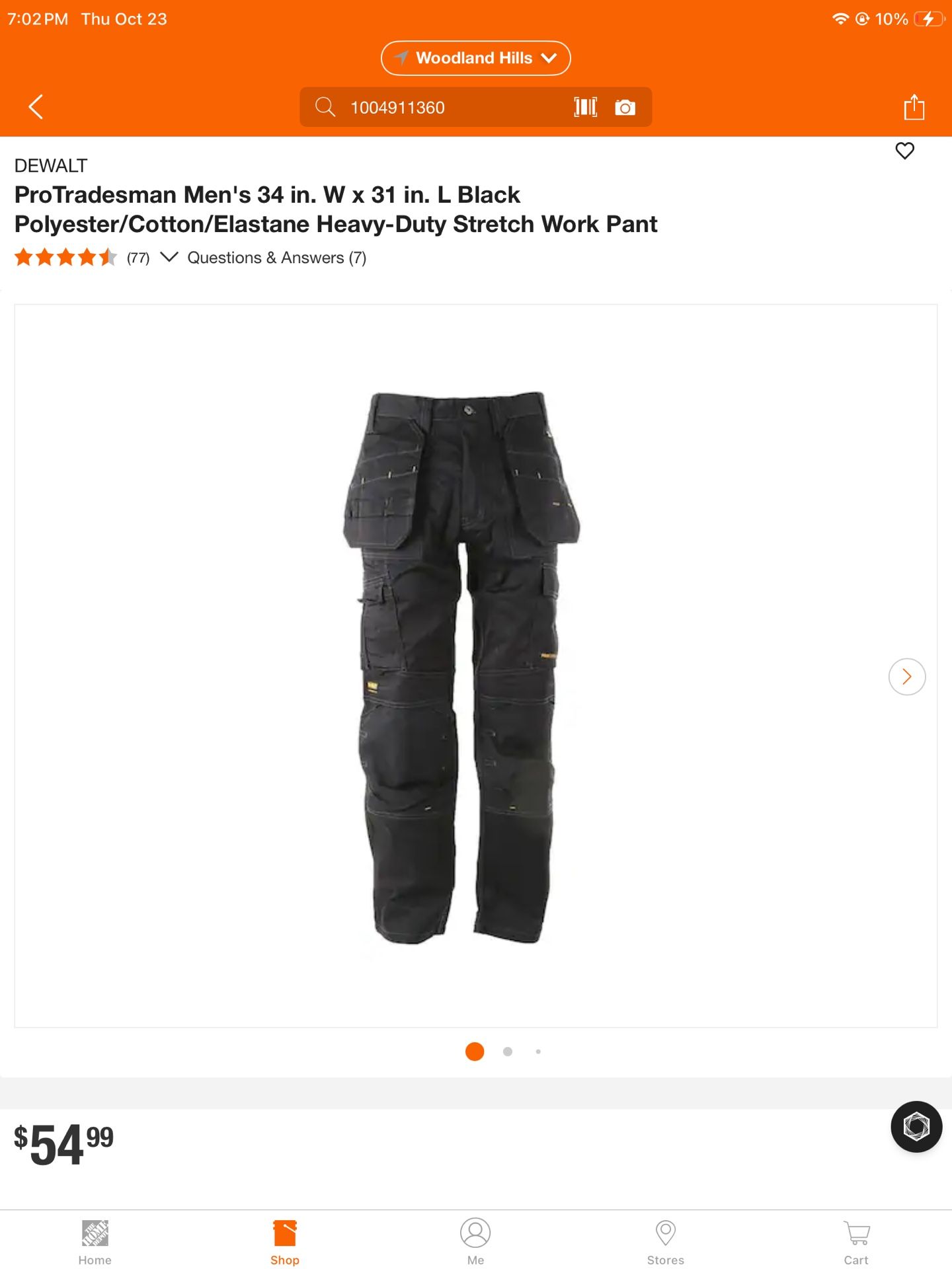 ProTradesman Men's 34 in. W x 31 in. L Black Polyester/Cotton/Elastane Heavy-Duty Stretch Work Pant