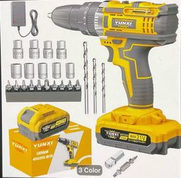 21 V CORDLESS DRILL DRIVER WITH LI-ION BATTERY, CHARGER KIT, DRILL BITS, SOCKETS