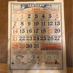 Vintage 1940 Farmers Calander