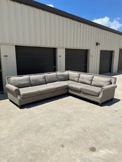 Beige Nailhead Sectional Couch