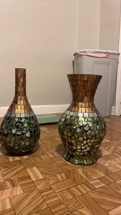 Mosaic Glass Vase Set of 2