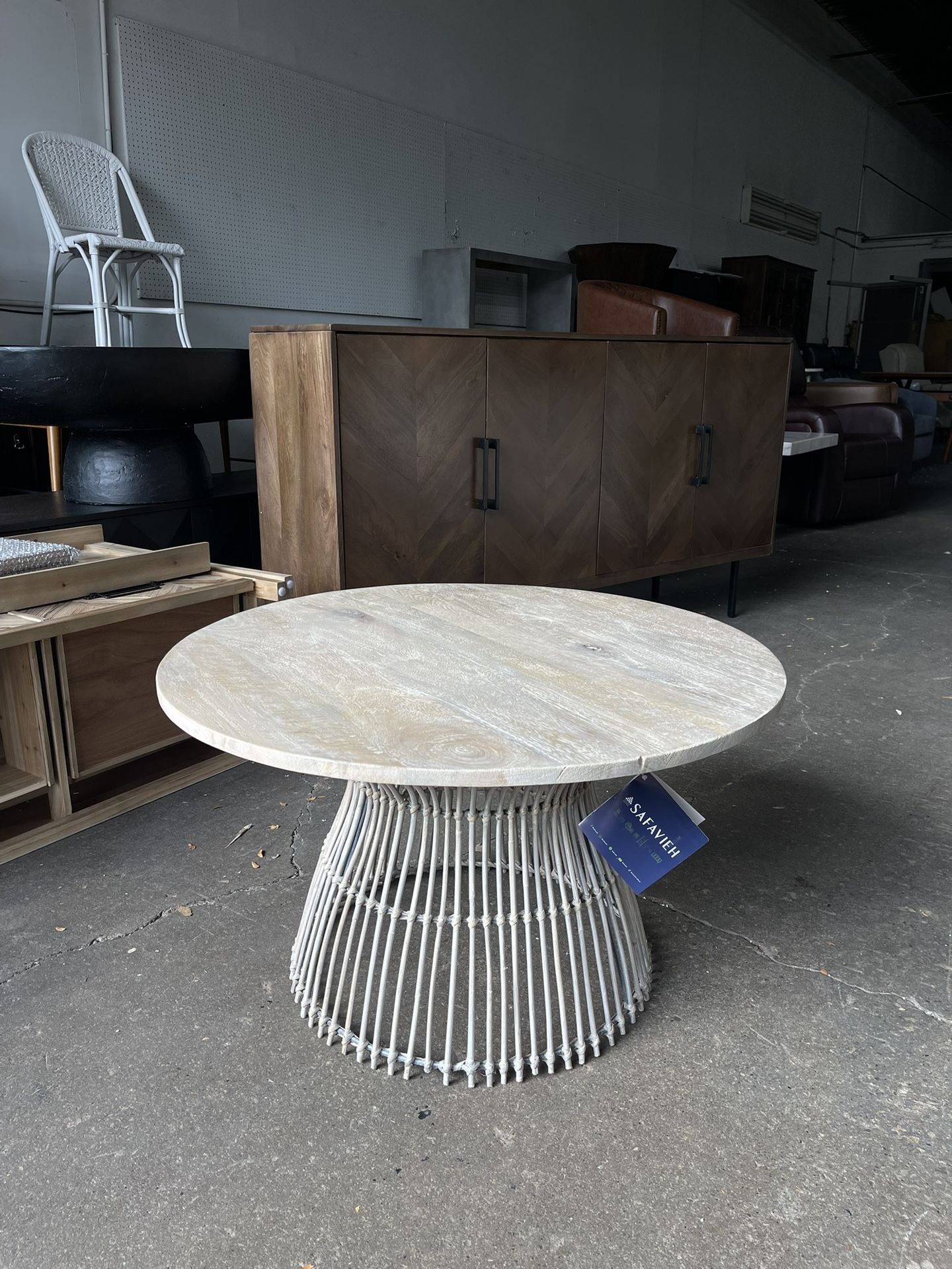 Safavieh Whent Round Coffee Table - Grey White Wash 