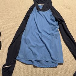 Womens Small Nike Dri Fit Athletic Hoodie Pullover Blue Thumbholes 