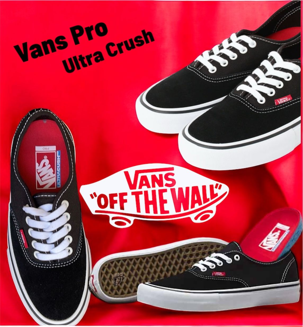 Vans Authentic Pro Black Canvas Skate Sneakers Men's Size 12