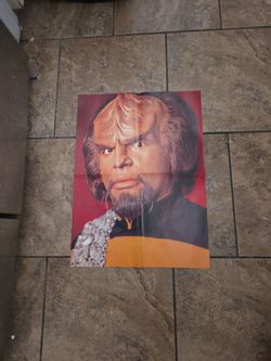 Vintage Star Trek TNG Double Sided Poster - Deanna Troi & Worf (90s Insert)