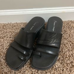 Bare Traps Black Leather Slide Sandals Size 6.5