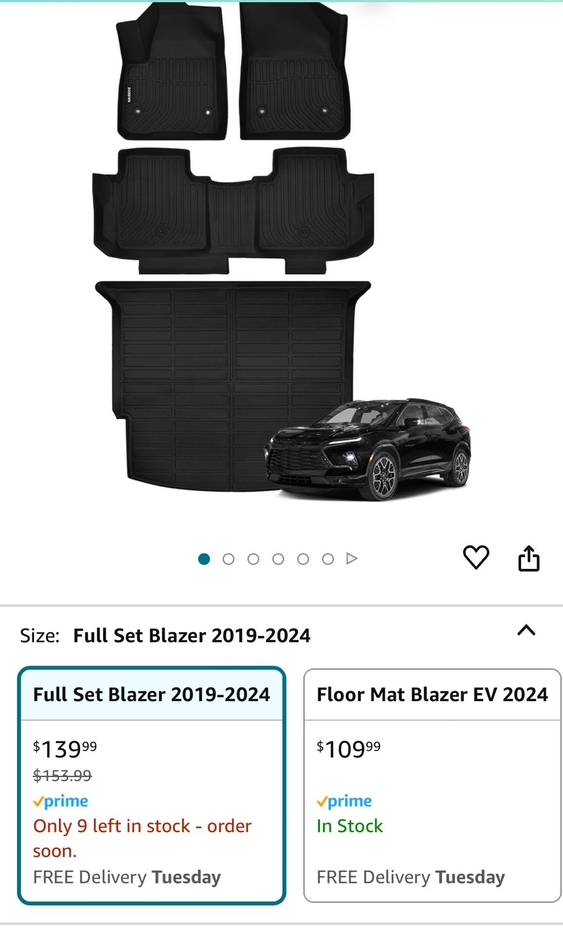 Floor Mats for 2019-2023 2024 Chevrolet Blazer- All Weather Custom Fit for Chevrolet Chevy Blazer Floor Mats Liners & Cargo Mat for Chevrolet Blazer A