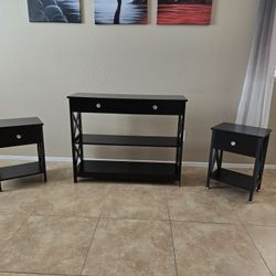 Wall Shelf And 2 End Tables
