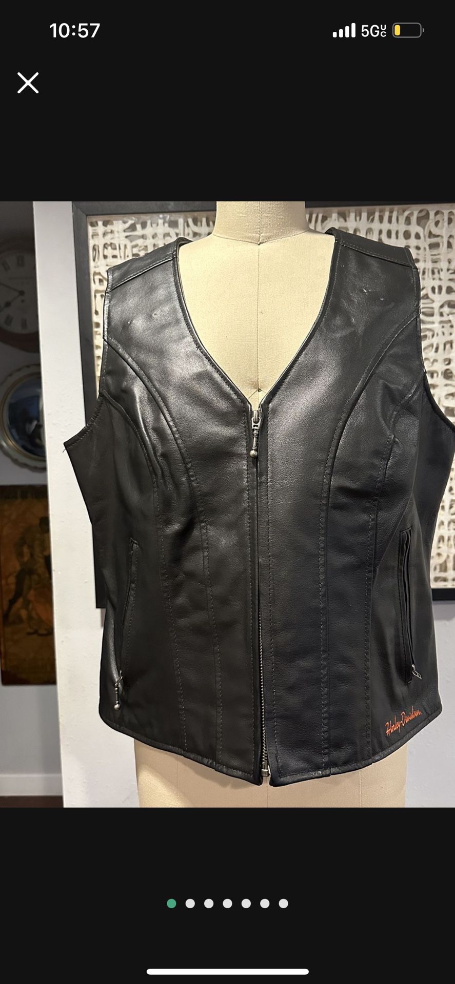 Harley Davidson Black Leather Motorcycle Vest Women’s XL 