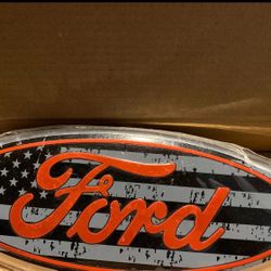 9 inch Front Grille/Tailgate Black American Flag Emblem for Ford