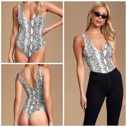 Lulus Snake Print Bodysuit 