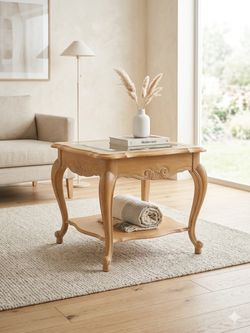 French Country Glass Top Side Side / End Table