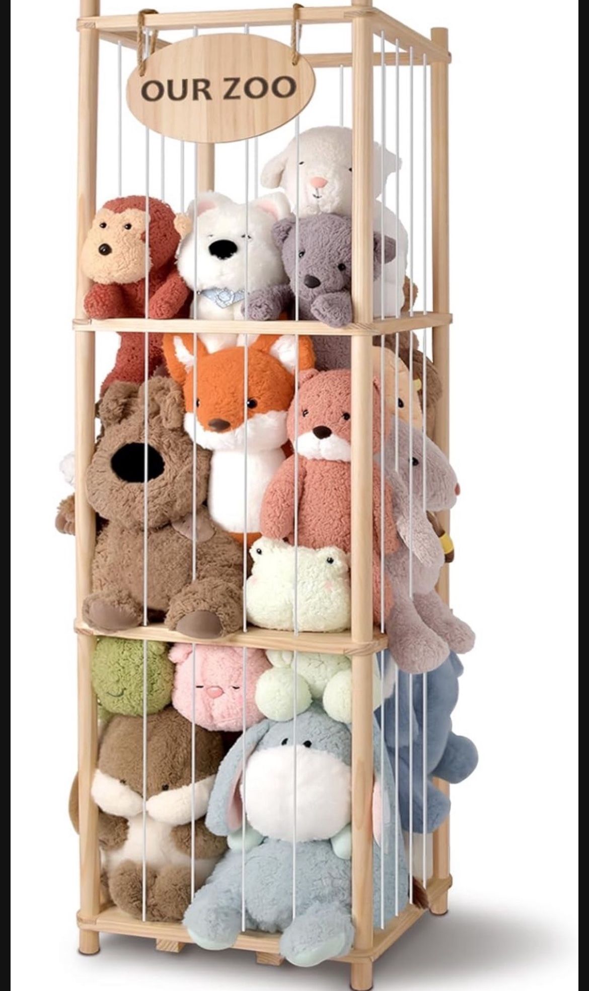 NEW Stuffed Animal Storage Organizer - Thick Wooden Toy Zoo for Playroom & Bedroom, Large Plushies Holder