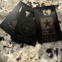 Personalized Military Branches Credit Card Bottle Openers