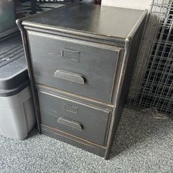 Solid Wood Black Two Drawer Filing Cabinet