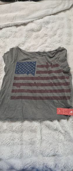 Female American flag US t shirt