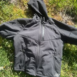 New Balance Mens Lager Black Full Zip Fleece Lined Soft-Shell Hooded Jacket