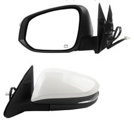 0768: New Left Driver Side Mirror Compatible with 2014-2019 Toyota Highlander Heated Power Adjustable Glass Manual Fold Turn Signal Light Painted Whit