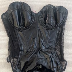 Victoria Secret Medium Pleather Lingerie lace Corset 