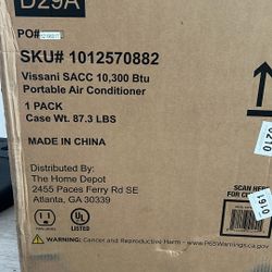 Vissani portable air conditioner 