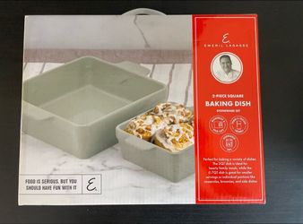 Emeril Lagasse 2-Piece Square Baking Dish Stoneware Set, Mint Green