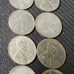 (10) 1943 Lincoln Steel Wheat Cents – WWII Emergency Issue Lot [ME8377]