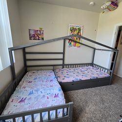 Two twin bed frame. Mattress not included