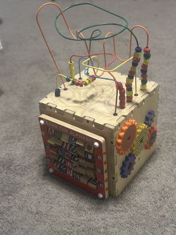 Deluxe wooden activity cube