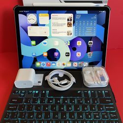 Apple IPad Air 4th Generation (10.9” Liquid Retina/ 2020 Model) 64GB with keyboard case, stylus pen & Accessories (256gb $499)