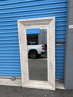 Large Floor Mirror Rustic White Wood Frame