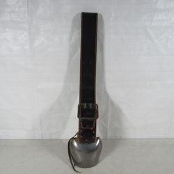 Swiss Vintage/Antique Cow Bull Steel Bell With Wide Leather Collar 23"
