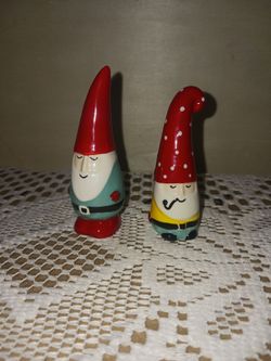 Adorable small gnome salt and pepper shakers