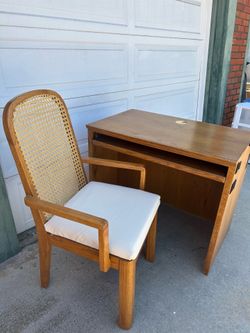 Cane back chair and small desk