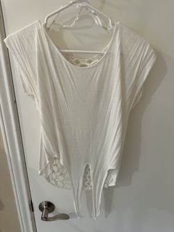 White Short Sleeve Top with Lace Detail