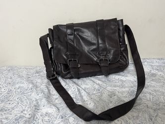 Aldo Leather/Canvas Messenger Bag With magnetic Closure