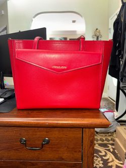 3 in 1 Michael Kors Red Leather Tote Bag