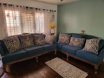 Vintage Blue Couch Set Of 2
