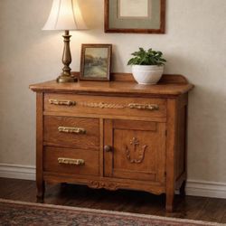 Vintage Solid Oak Small Cabinet